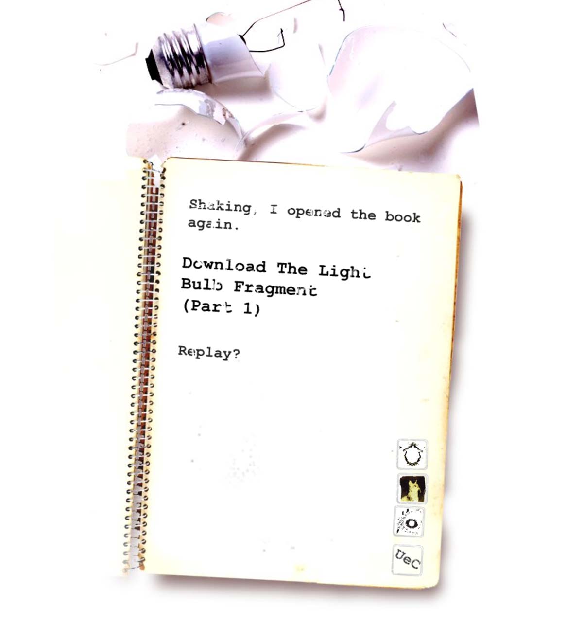 The Raw Shark Texts ARG: Alternate Reality Game Light Bulb Fragment notebook download prompt