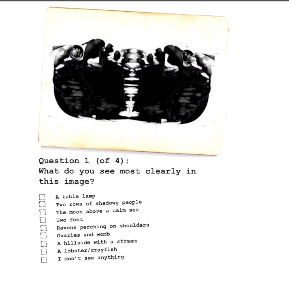 The Raw Shark Texts ARG: Alternate Reality Game Dr Randle personality test question 1