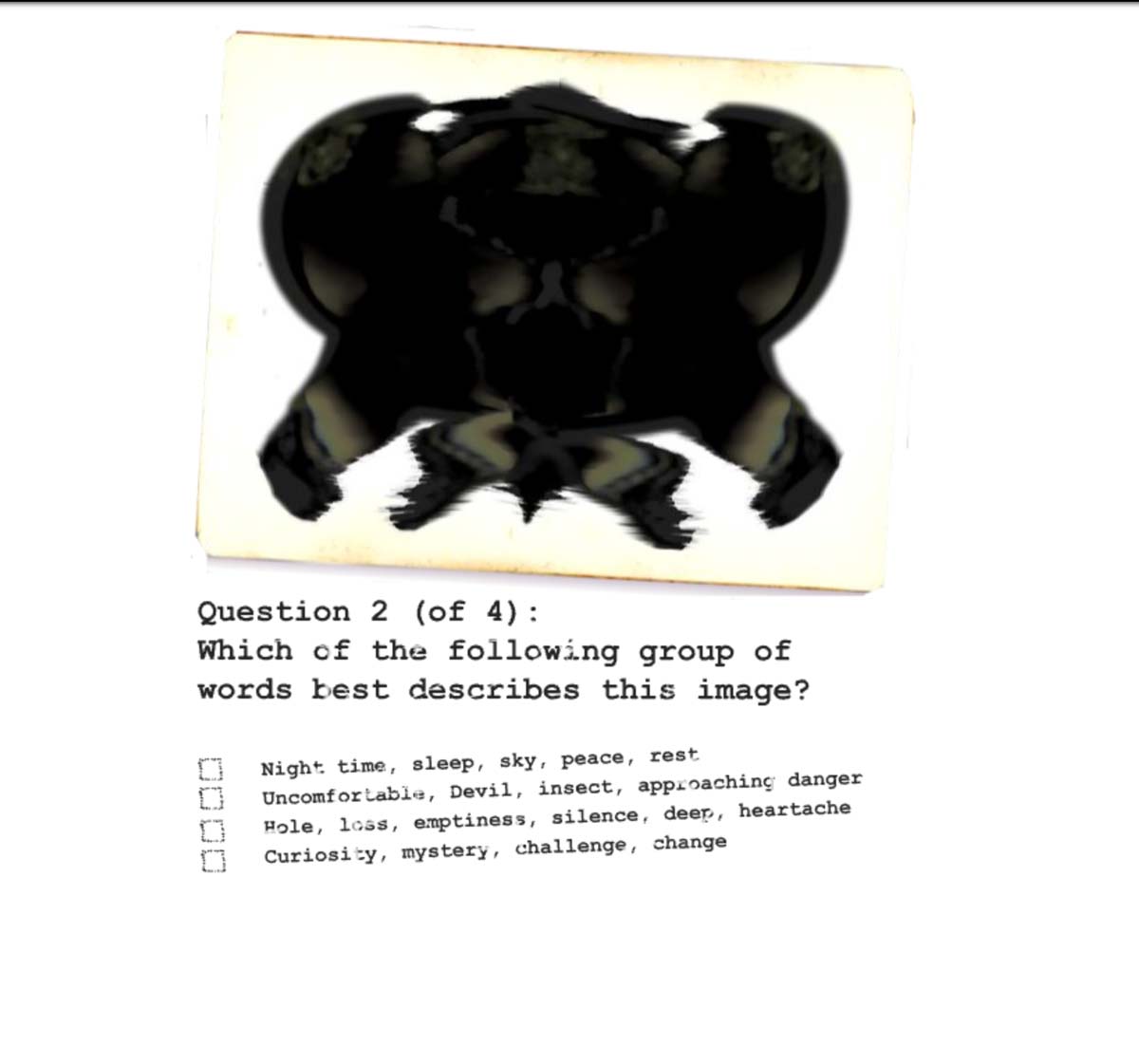 The Raw Shark Texts ARG: Alternate Reality Game Dr Randle personality test question 2