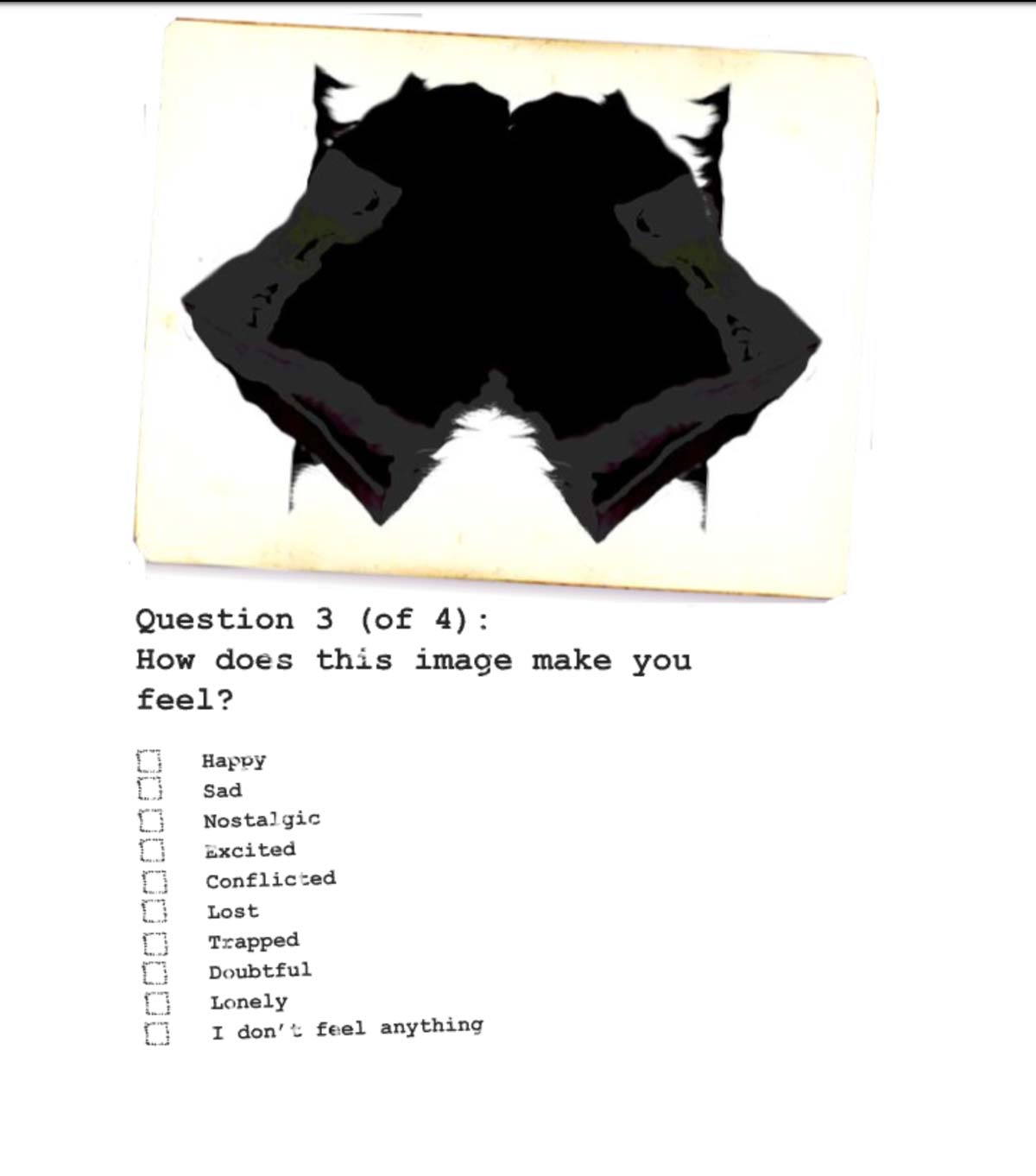 The Raw Shark Texts ARG: Alternate Reality Game Dr Randle personality test question 3