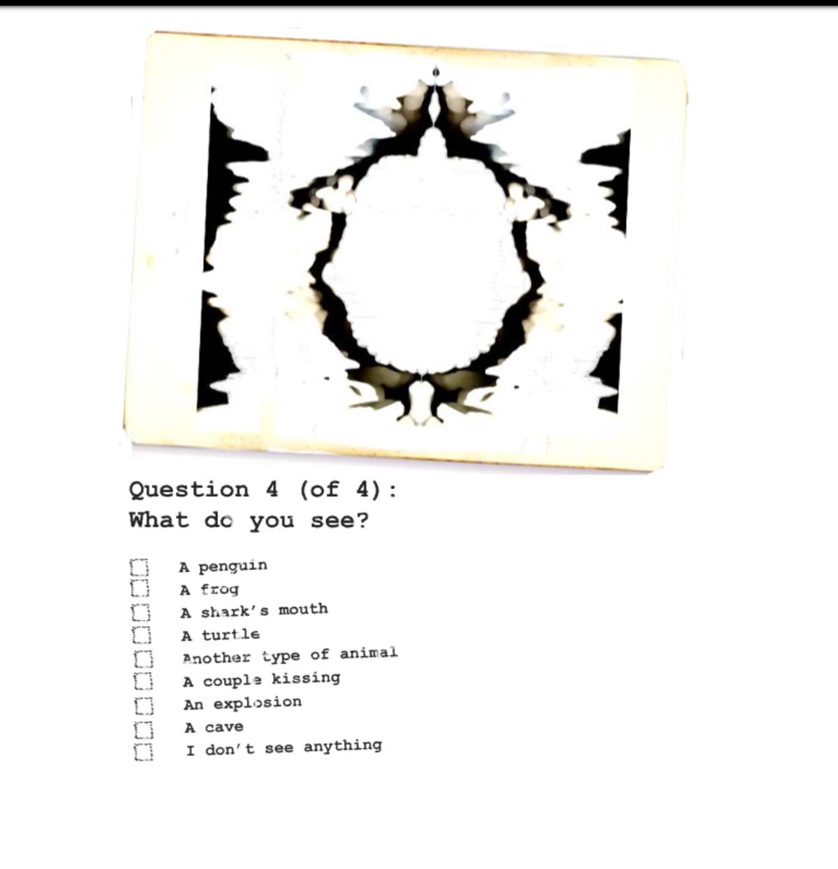 The Raw Shark Texts ARG: Alternate Reality Game Dr Randle personality test question 4